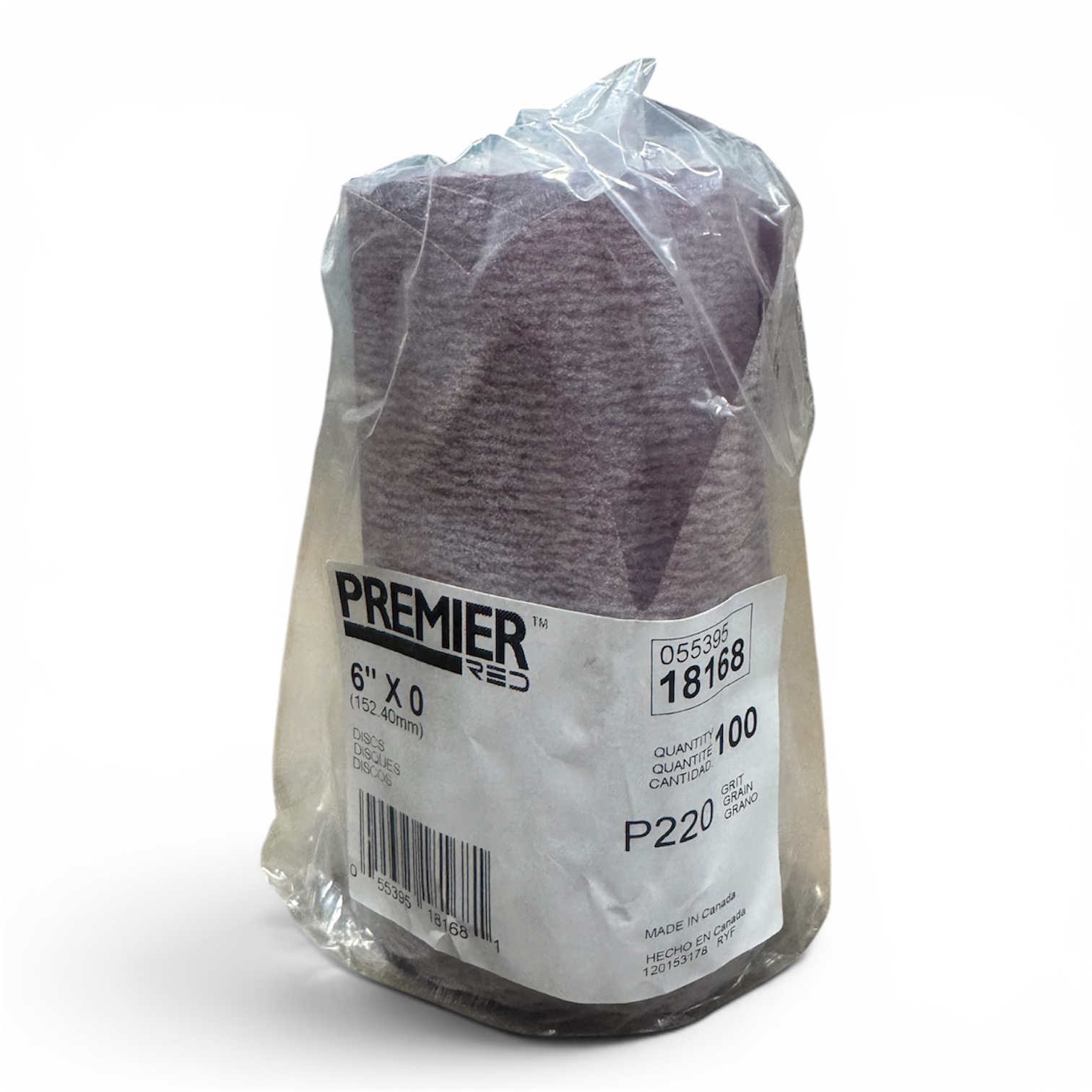 Carbo Premier Red | Dri-Lube | 6" | 220 Grit | Stick On/It | 100 Units Roll